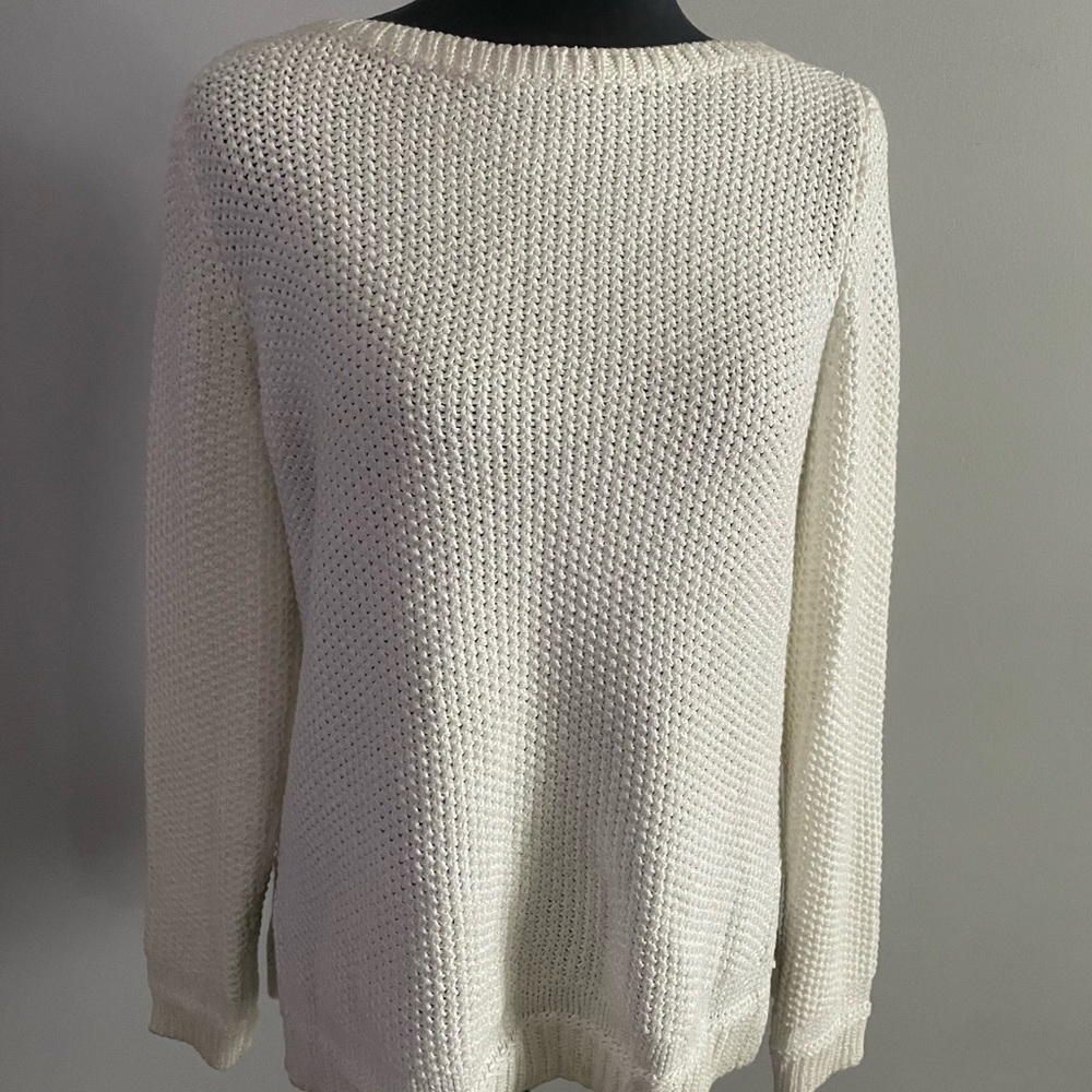 White House Black Market White Crew Neck Sweater